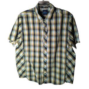 Prana Mens Short‎ Sleeve Button Down Shirt XL Plaid Surf Skate Beach Hiking